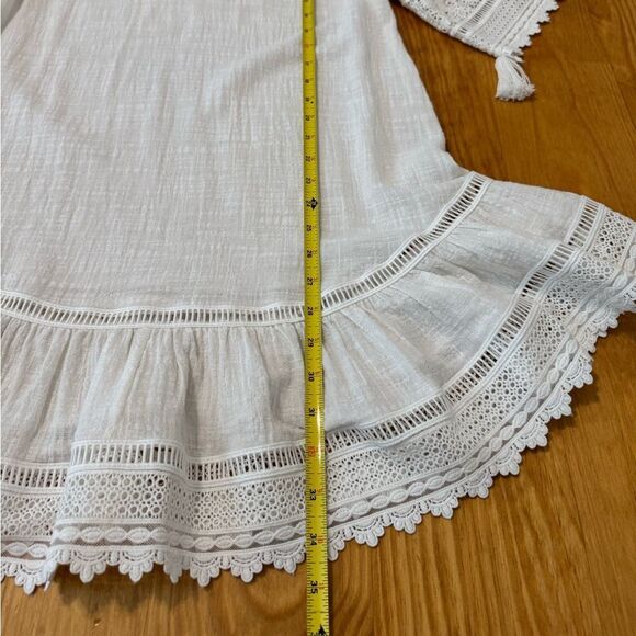 Spell and the Gypsy Abigail Mini Dress Womens SMALL Ivory White Lace Cotton Belt - Picture 11 of 14